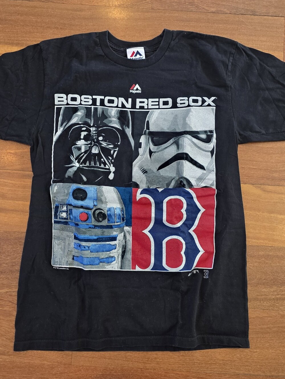 Boston Red Sox Star Wars T Shirt Mens M Majestic Darth Vader R2D2 Tee